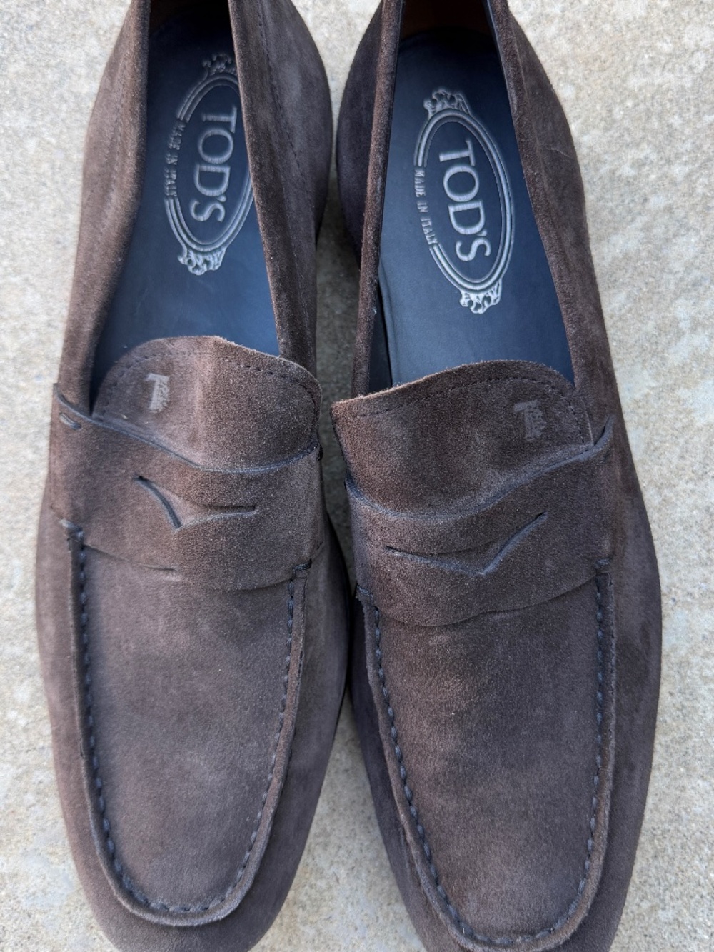 Tod's Men Moccasino Suede Penny Loafer in Dark Brown